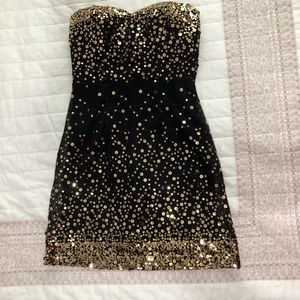 Gold Sequin Black Bodycon Dress